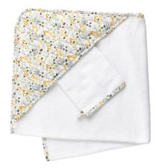 Linge de maison et décoration-Linge de bain-Cape de bain et gant en coton blanc