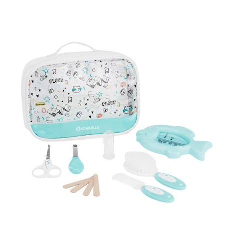 BADABULLE Trousse de soin PLOUF, 7 accessoires pour bébé BLEU 1 - vertbaudet enfant 