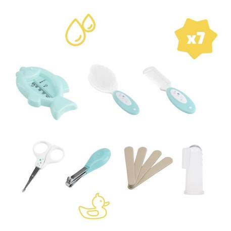 BADABULLE Trousse de soin PLOUF, 7 accessoires pour bébé BLEU 3 - vertbaudet enfant 