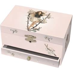 Puériculture-Boîte à bijoux musicale - TROUSSELIER - Cerisier - Fée Elfe - Rose - 18x11x10 cm