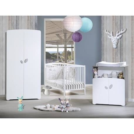 Armoire bébé Leaf - MDF - Blanc - 2 portes - 86 x 175 x 56 cm - BABY PRICE GRIS 2 - vertbaudet enfant 