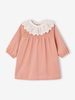 Bébé-Robe, jupe-Robe à smocks en velours col brodé amovible bébé