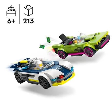 LEGO® 60415 City La Course-Poursuite entre la Voiture de Police et la Super Voiture, Jouet avec Minifigurines, Cadeau Enfants BLANC 2 - vertbaudet enfant 