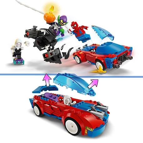 LEGO® 76279 Marvel La Voiture de Course de Spider-Man contre le Bouffon Vert Venomisé, Jouet avec Minifigurines de Super-héros BLEU 3 - vertbaudet enfant 