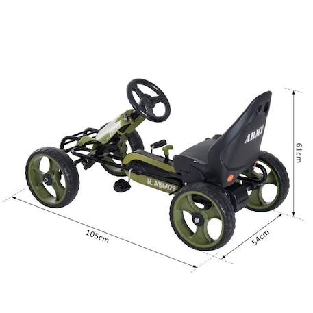 Vélo et véhicule pour enfants kart à pédales militaire siège réglable frein manuel roues AR EVA acier vert noir VERT 3 - vertbaudet enfant 