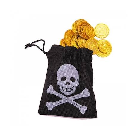 Fille-Bourse pirate - PARTY PRO - 50 pièces d'or - Noir, blanc et jaune - Enfant - Accessoire - Pirate