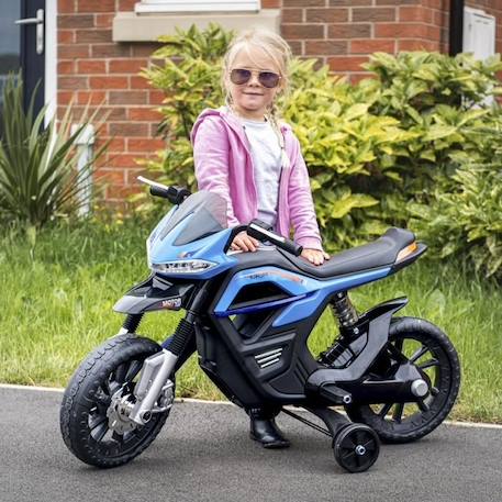 Moto électrique pour enfants - HOMCOM - 4 roues - Effets lumineux et sonores - Bleu BLEU 2 - vertbaudet enfant 