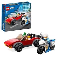 Jouet-Jeux d'imagination-Jeux de construction-LEGO® City 60392 La Course-Poursuite de la Moto de Police, Jouet Voiture de Course et 2 Policiers