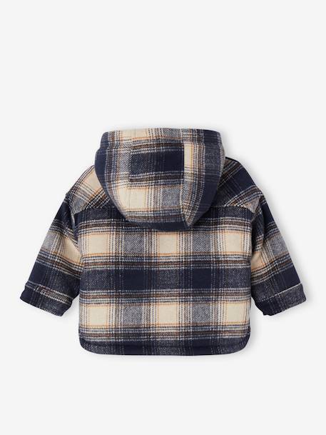 Manteau à capuche en drap de laine à carreaux bébé doublé sherpa marine 2 - vertbaudet enfant 