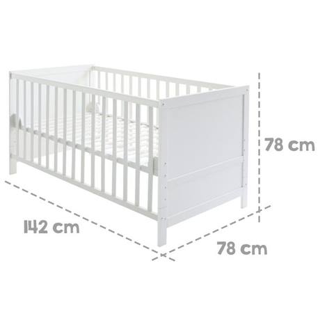 ROBA Lit Bébé Évolutif Complet 70 x 140 cm - Matelas et Textiles Inclus - Hauteur Réglable - Bois Blanc BLANC 5 - vertbaudet enfant 