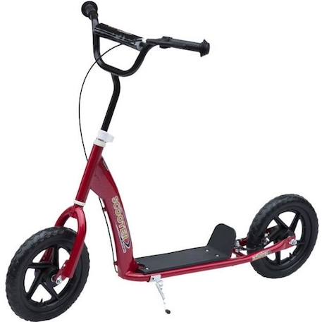 Trottinette pour enfant - HOMCOM - Pneus 30 cm - Guidon réglable - Frein - Béquille - Acier - Rouge ROUGE 1 - vertbaudet enfant 