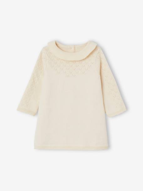 Robe en maille fantaisie bébé vanille+violet 1 - vertbaudet enfant 