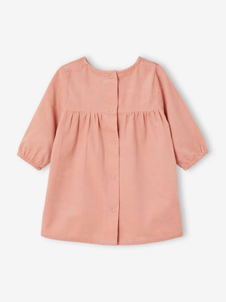 Robe à smocks en velours col brodé amovible bébé rose 5 - vertbaudet enfant 