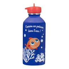 -Gourde enfant Acier inoxydable - Facile à nettoyer - Gourde réutilisable - Contenance 300ml - 17cm x 6,5cm - Poisson dans l'eau