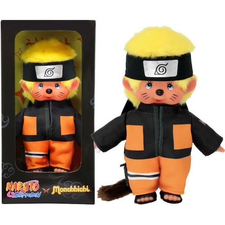 Bandai - Monchhichi - Peluche Monchhichi Naruto Shippuden - Peluche toute douce 20 cm pour enfants et adultes - SE241088 ORANGE 1 - vertbaudet enfant 