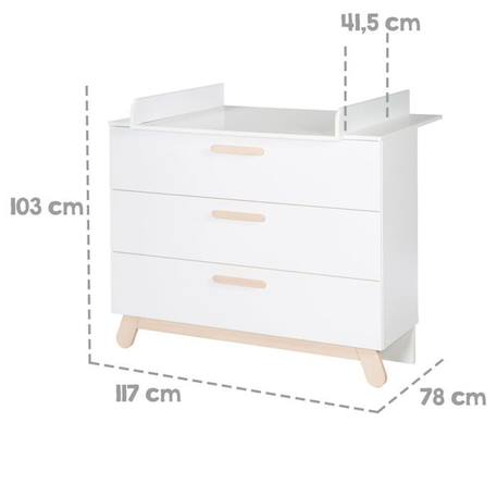 Chambre Bébé Complète Clara - ROBA - Lit Évolutif 70x140 cm - Commode à Langer - Armoire 3 Portes - Blanc BLANC 3 - vertbaudet enfant 