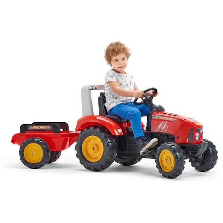 Tracteur à pédales - FALK - Supercharger - Dès 3 ans - 100% Fabriqué en France - 60% de plastique recycléremorque inclus ROUGE 2 - vertbaudet enfant 