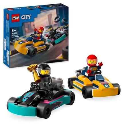 LEGO® 60400 City Les Karts et les Pilotes de Course, Jouet avec 2 Karting, avec 2 Minifigurines de Pilotes de Voitures BLEU 1 - vertbaudet enfant 