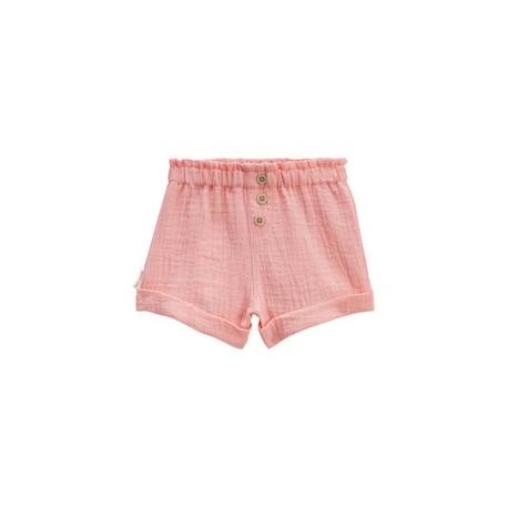 Fille-Short-Short enfant en gaze de coton - Pivoina - Corail - Regular