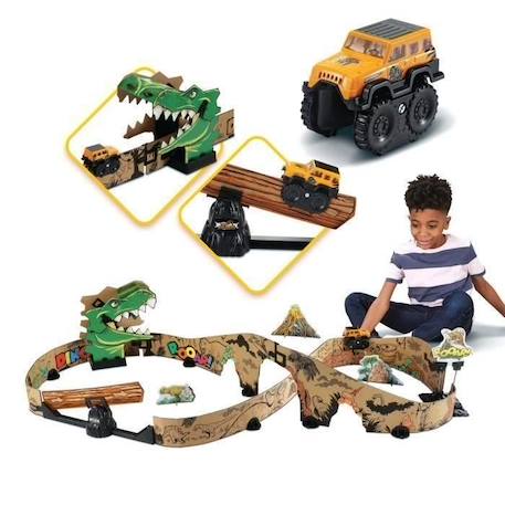 Circuit de course en carton - VTECH - CAR-BOARD RACERS - DINO ADVENTURE - 5 ans + - Marron MARRON 2 - vertbaudet enfant 