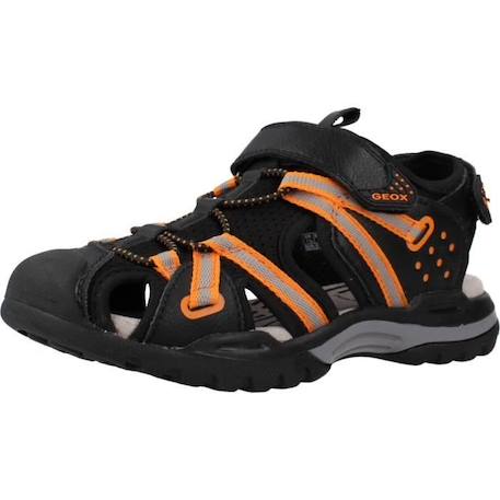 Sandale Enfant Geox Borealis - Cuir Noir/DK Rouge - Scratch - Confort exceptionnel NOIR 1 - vertbaudet enfant 