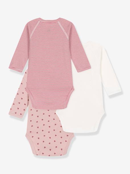 Lot de 3 bodies croisés manches longues PETIT BATEAU bois de rose 2 - vertbaudet enfant 