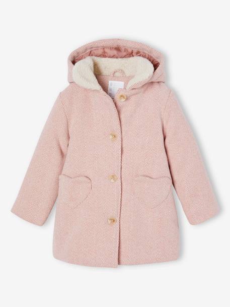 Manteau à capuche fille rose poudré+vert émeraude 1 - vertbaudet enfant 