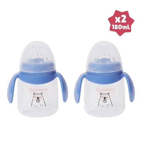 Badabulle Lot de 2 tasses anti-fuite avec anses ergonomiques, 180ml BLEU 3 - vertbaudet enfant 