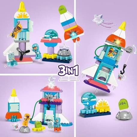 LEGO® 10422 DUPLO L'Aventure en Navette Spatiale 3-en-1, Jouet de Construction de Fusée, Jeu Éducatif BLEU 3 - vertbaudet enfant 