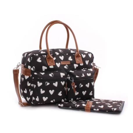 KIDZROOM Sac à Langer Black and White Diaperbag Black / Hearts NOIR 1 - vertbaudet enfant 