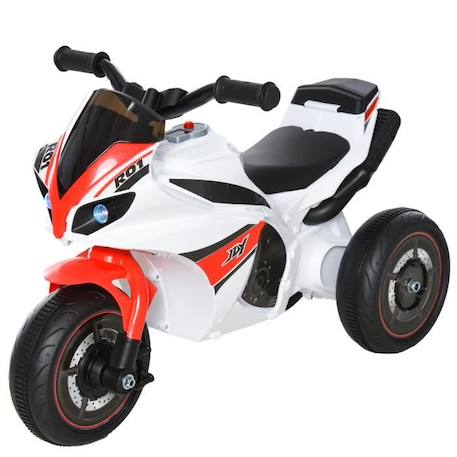 Porteur Enfants Moto de Course HOMCOM - Effets musicaux et Lumineux - Coffre Rangement - Rouge Blanc BLANC 1 - vertbaudet enfant 