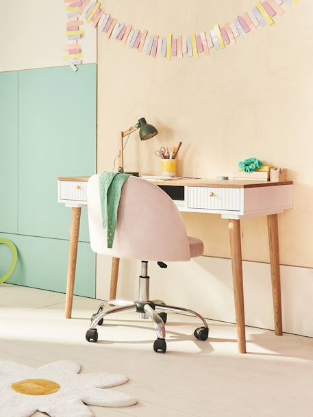 Chaise de bureau à roulettes enfant en velours Bleu/vert+rose poudré+vert d'eau 6 - vertbaudet enfant 