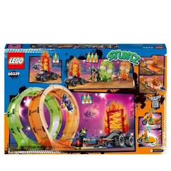 Jouet-LEGO 60339 City Stuntz L’Arène de Cascade avec Double Looping, Monster Truck Jouet, avec Moto, Figurine Cascadeur, Enfants Dès 7