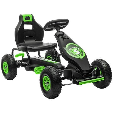 Kart à pédales enfant Go kart Formule 1 Racing Super Power 5 aileron avant pneus gonflables caoutchouc noir vert VERT 1 - vertbaudet enfant 