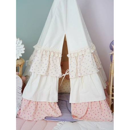 Tente Tipi Rose Blanc avec volants ROSE 2 - vertbaudet enfant 