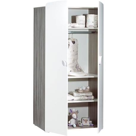 Armoire bébé Leaf - MDF - Blanc - 2 portes - 86 x 175 x 56 cm - BABY PRICE GRIS 3 - vertbaudet enfant 