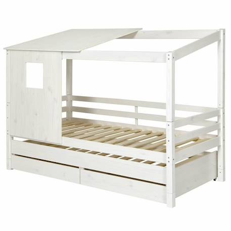 Pack lit cabane gigogne avec 2 matelas 90x200 cm Alma blanc BLANC 2 - vertbaudet enfant 