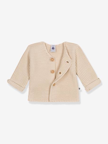 Cardigan bébé tricot point mousse en coton bio PETIT BATEAU beige 2 - vertbaudet enfant 