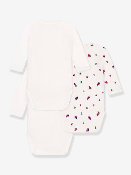 Lot de 3 bodies croisés manches longues en coton bébé blanc 1 - vertbaudet enfant 