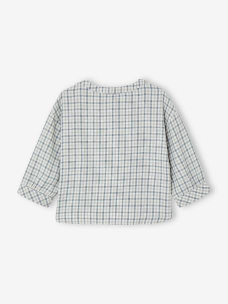 Chemise à carreaux bébé col Mao vert d'eau 2 - vertbaudet enfant 