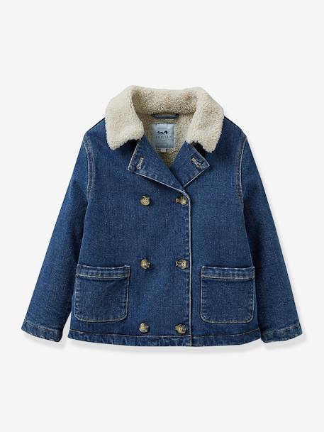 Veste en jean doublée sherpa fille CYRILLUS stone 1 - vertbaudet enfant 