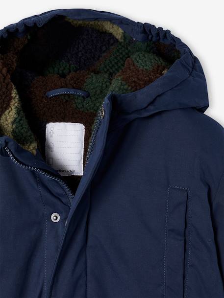 Parka à capuche doublée sherpa camouflage garçon bleu nuit 6 - vertbaudet enfant 