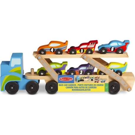 Porte-Voitures De Course Géant en bois MELISSA & DOUG - 6 véhicules inclus - Mixte - A partir de 3 ans BLEU 1 - vertbaudet enfant 