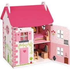Jouet-Maison de poupées Mademoiselle - JANOD - Bois - 3 étages - Accessoires en bois