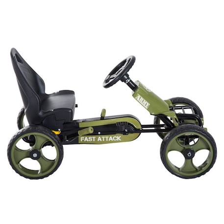 Vélo et véhicule pour enfants kart à pédales militaire siège réglable frein manuel roues AR EVA acier vert noir VERT 4 - vertbaudet enfant 