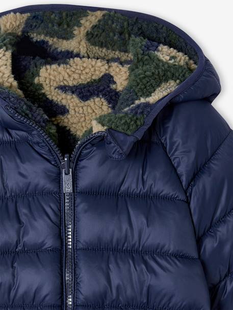 Doudoune à capuche réversible garçon matelassée et sherpa marine+vert sapin 11 - vertbaudet enfant 