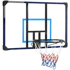 Jouet-Panier de basket-ball mural - panneau de basket à accrocher - visserie incluse - acier PC bleu noir