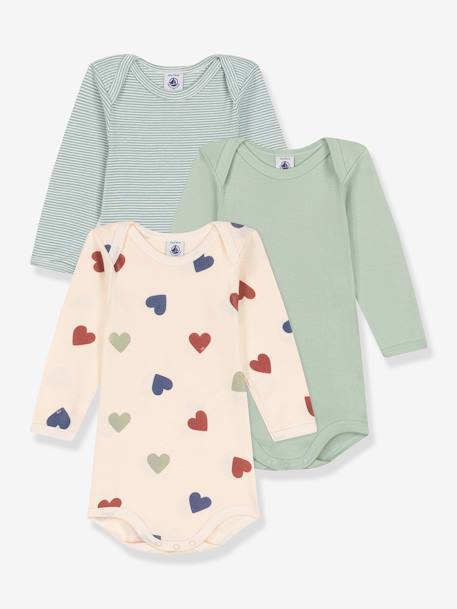 Lot de 3 bodies manches longues PETIT BATEAU bleu grisé 1 - vertbaudet enfant 