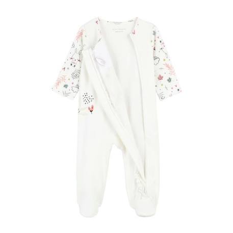 Pyjama bébé en velours ouverture zippée Happy Bunny BLANC 4 - vertbaudet enfant 