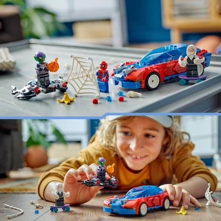 LEGO® 76279 Marvel La Voiture de Course de Spider-Man contre le Bouffon Vert Venomisé, Jouet avec Minifigurines de Super-héros BLEU 5 - vertbaudet enfant 